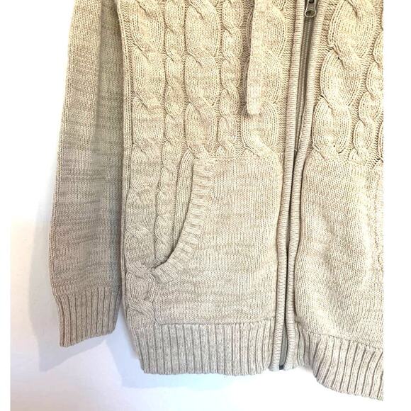 Urban Pipeline Sweater Hoodie M Womens Beige Vintage Cable Knit Full Zip. - Picture 4 of 6